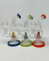 6 Inch Triangle Wigwag Prec Twisted Bend Mouthpiece Mini Rig Water Pipe